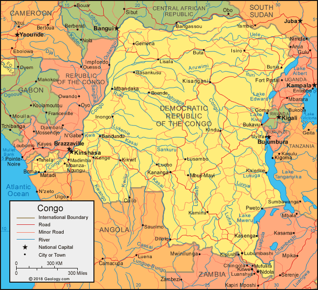 Democratic Republic Of The Congo Map And Satellite Image