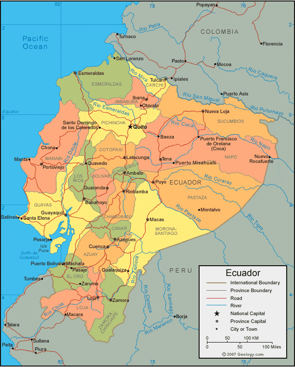 Ecuador Map And Satellite Image