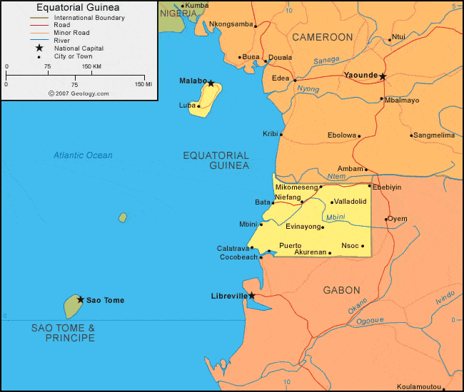 Map Of Guinea Ecuatorial Equatorial Guinea Map and Satellite Image