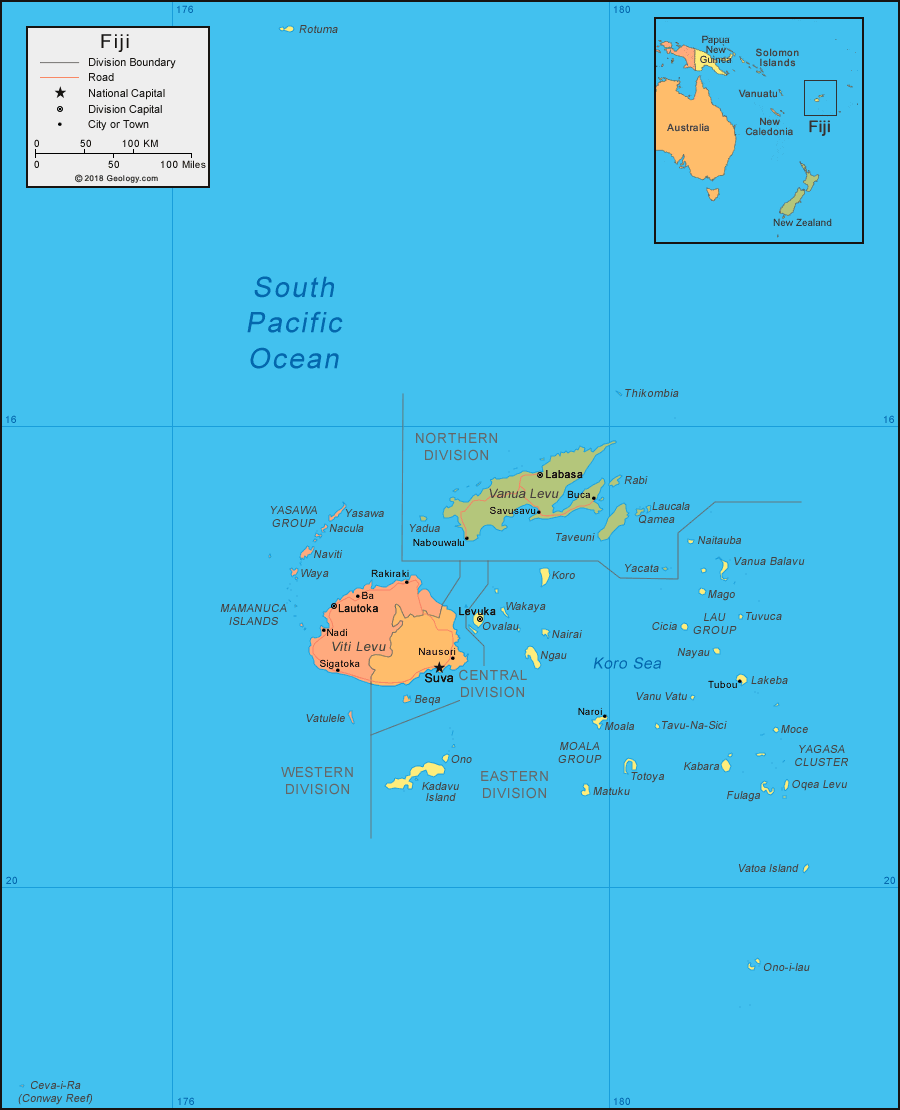 Fiji Map And Satellite Image   Fiji Map 