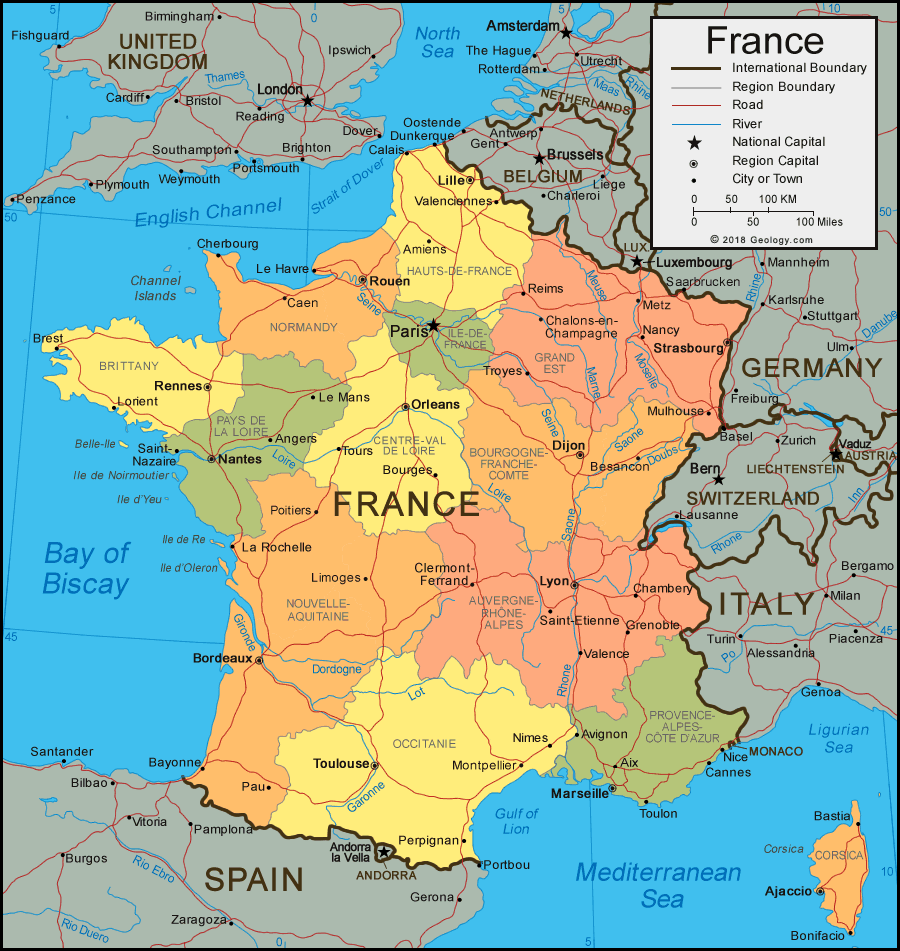 France Map And Satellite Image