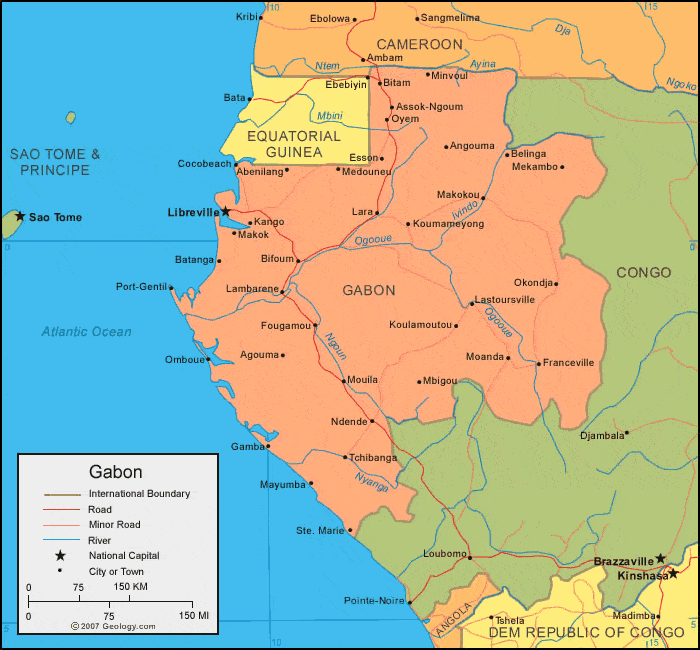 Gabon political map
