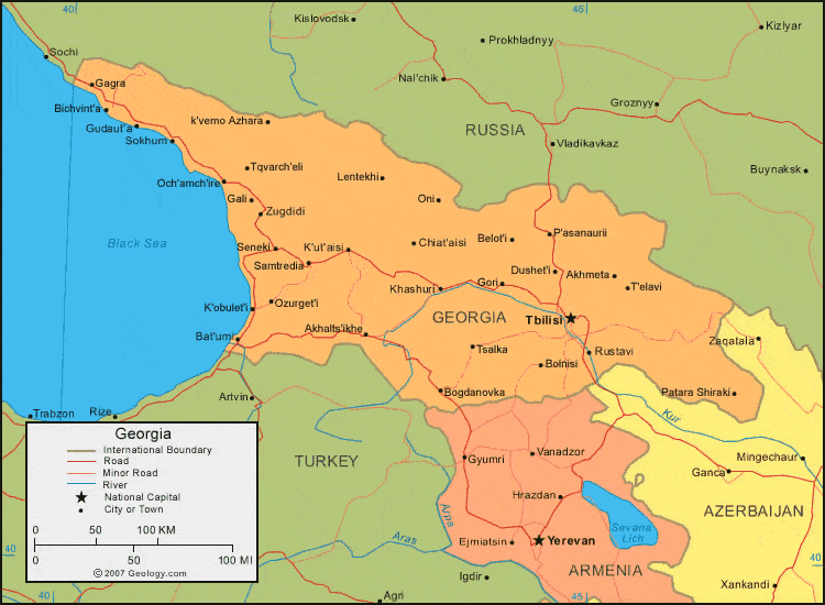 Georgia Map And Satellite Image   Georgia Map 