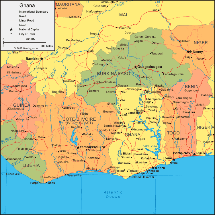 Ghana Map And Satellite Image   Ghana Map 