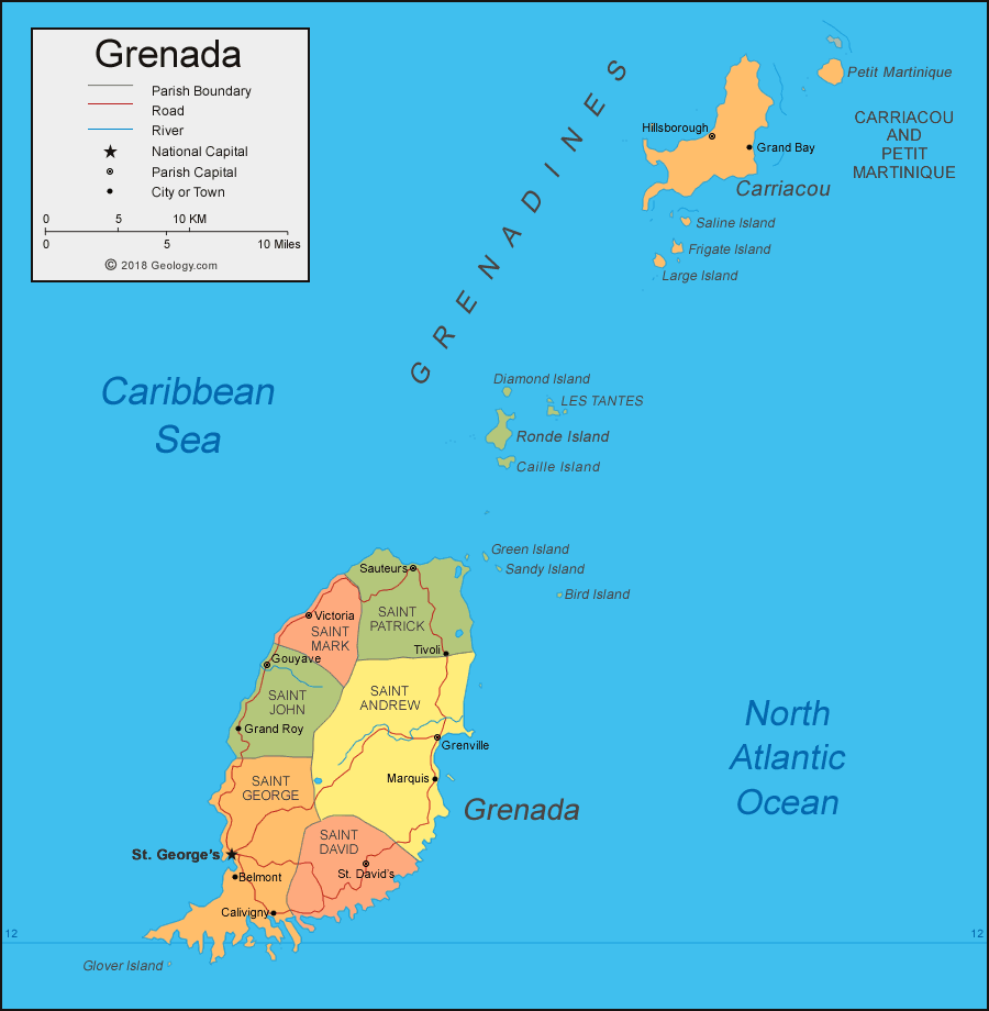 Grenada Map And Satellite Image