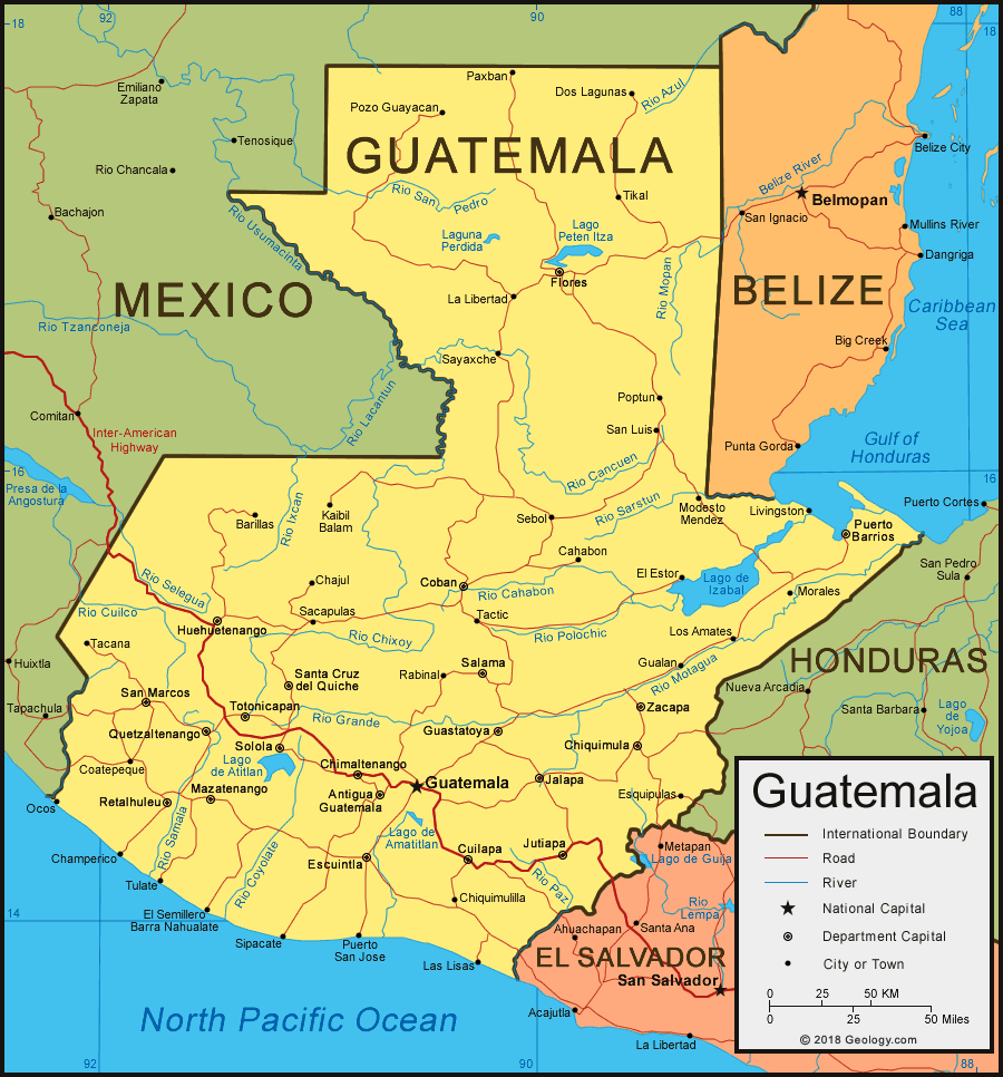 Mapa Politico Guatemala   Guatemala Map 