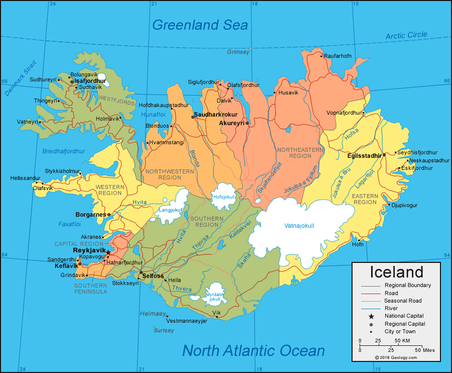 Iceland Map And Satellite Image   Iceland Map 