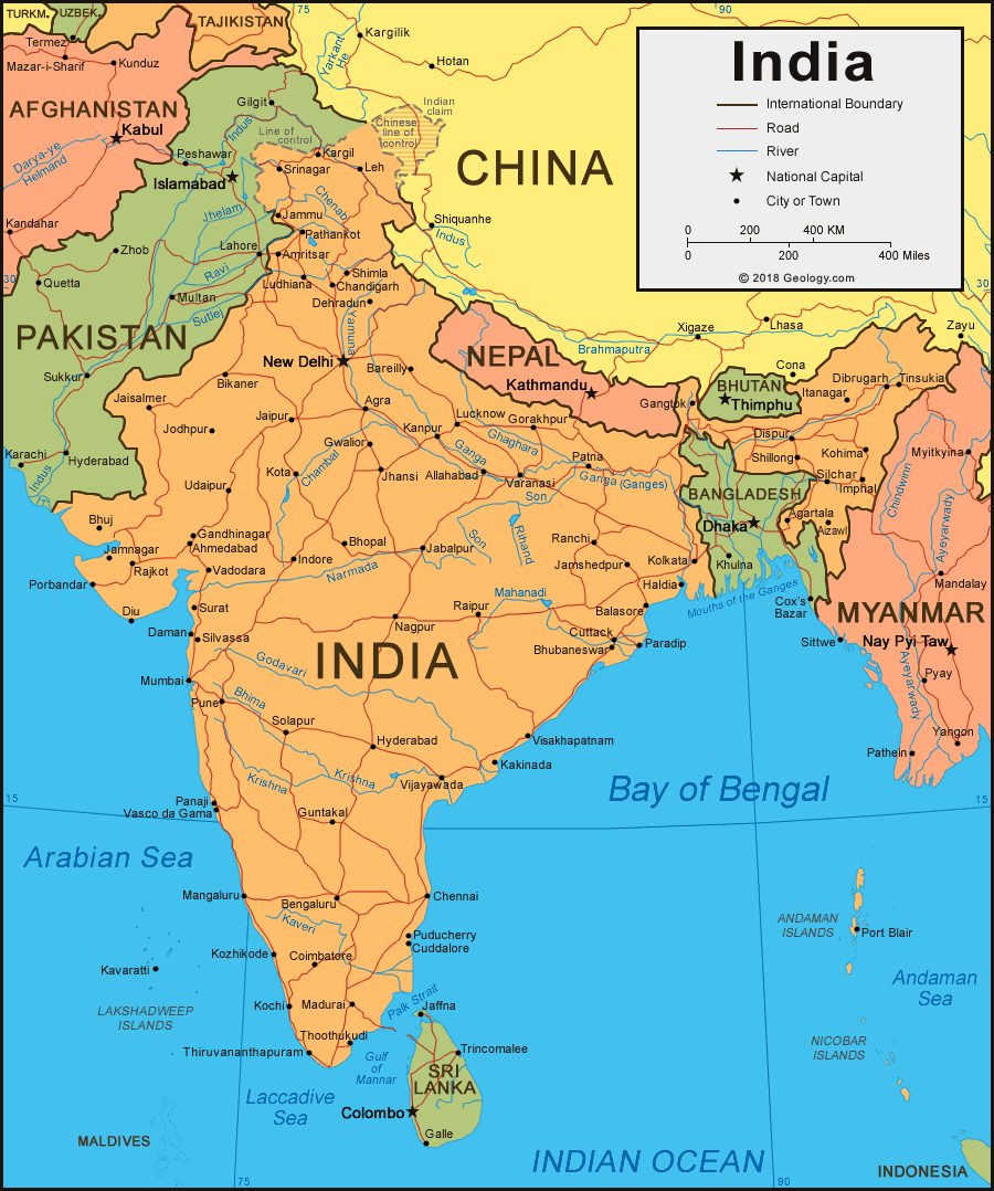 India Map And Satellite Image