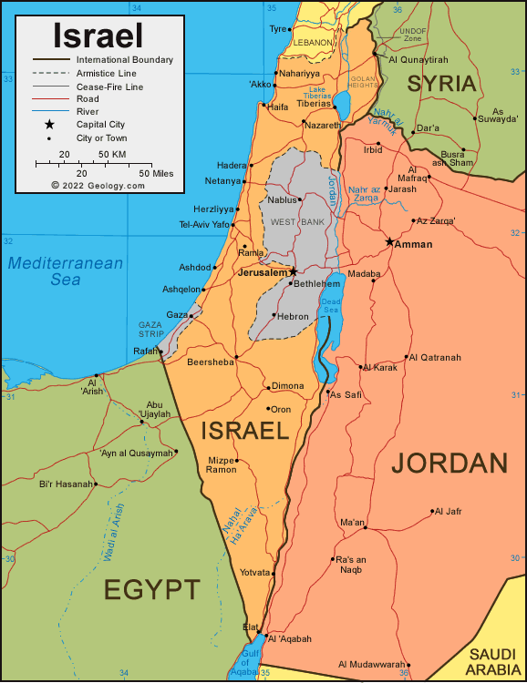 Israel Map and Satellite Image