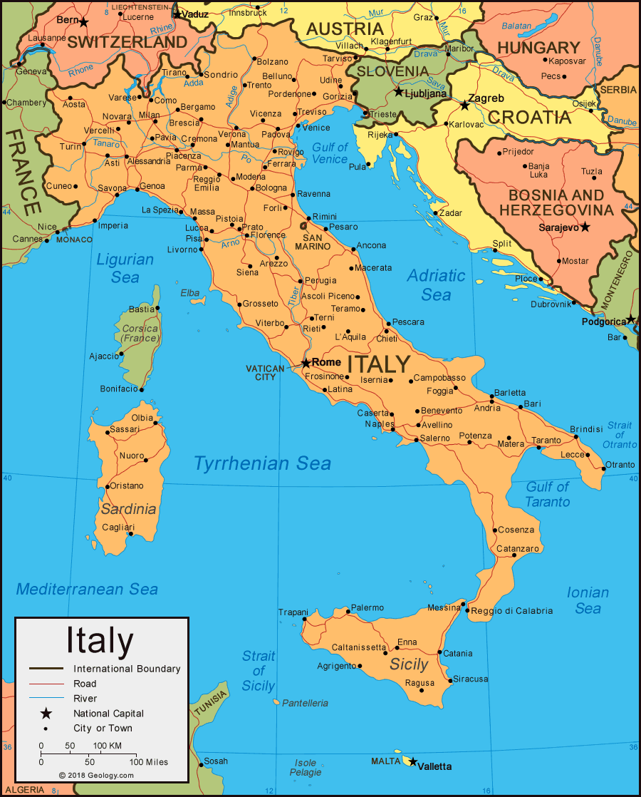 Italy Map And Satellite Image