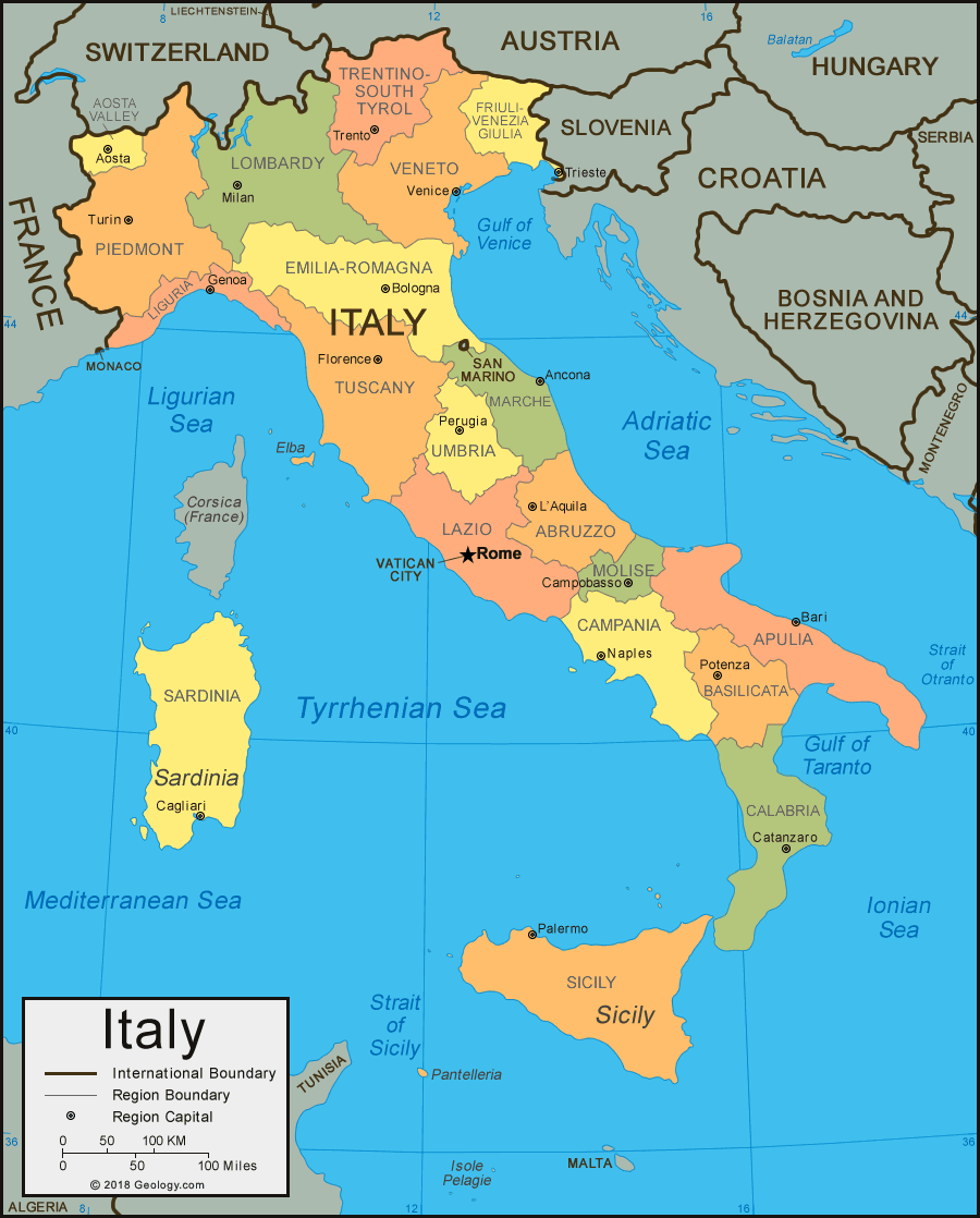 Italy Map And Satellite Image