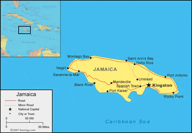 Jamaica Map And Satellite Image   Jamaica Map 