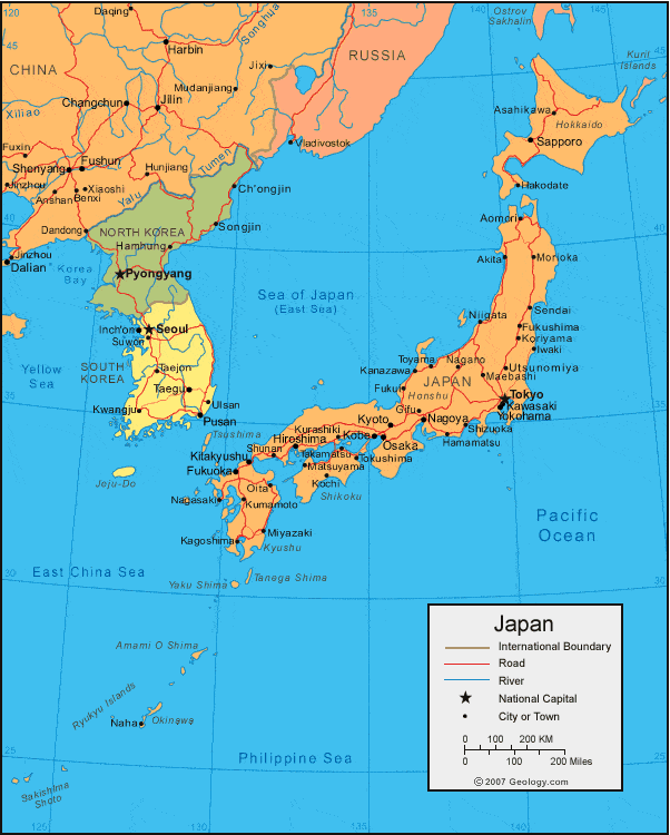 Japan Map And Satellite Image