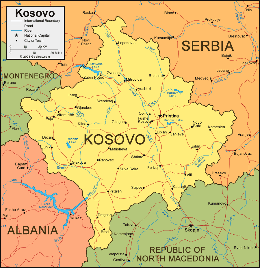 Kosovo political map