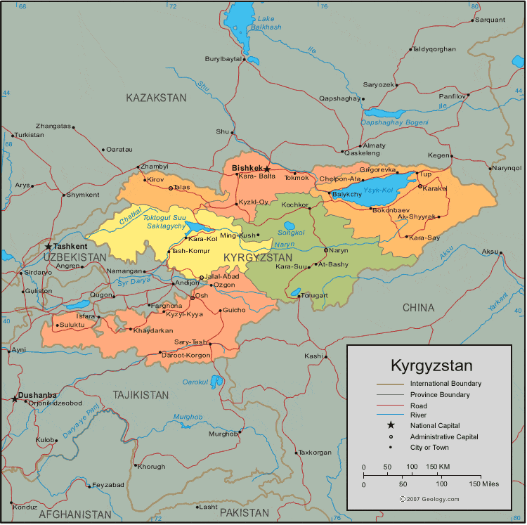 Bishkek On World Map Kyrgyzstan Map And Satellite Image