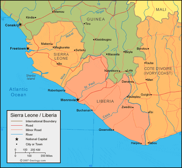 Liberia Map And Satellite Image   Liberia Map 