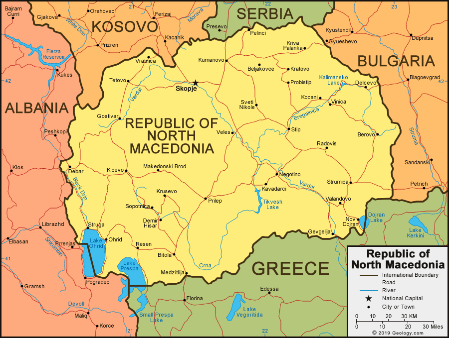 Republic of North Macedonia political map