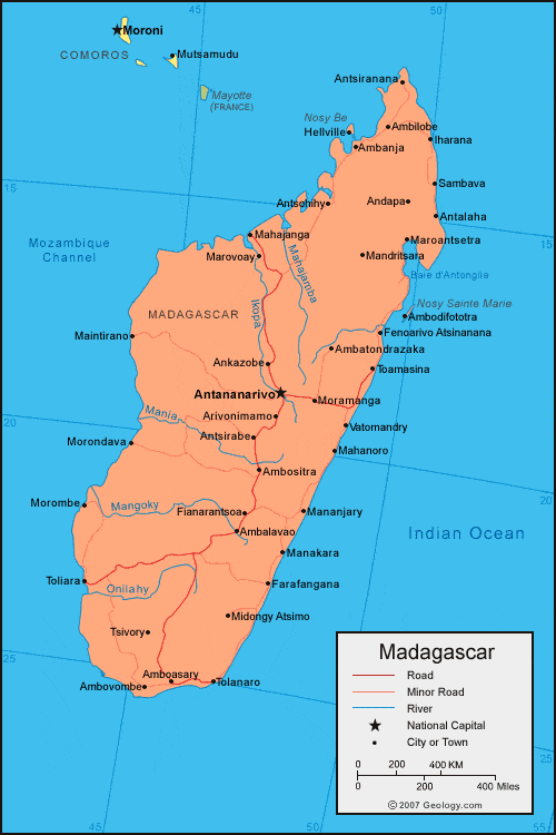 Madagascar Map And Satellite Image