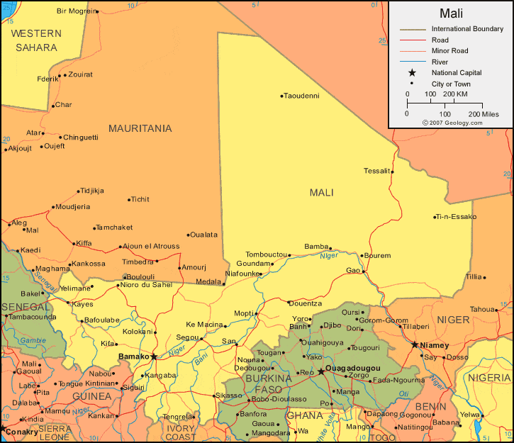 Mali political map
