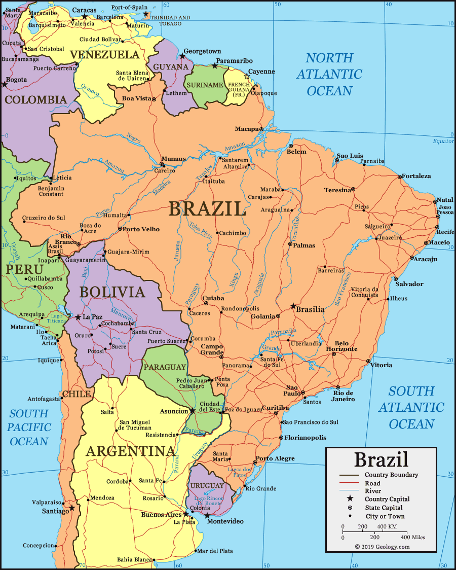 Brazil Map and Satellite Image