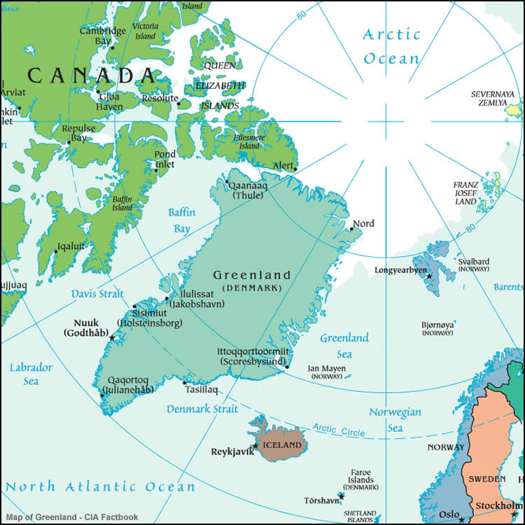 Greenland political map