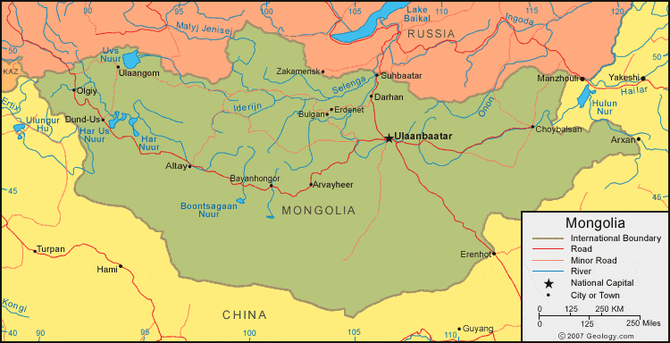 Map Of Mongolia And Surrounding Countries Mongolia Map and Satellite Image