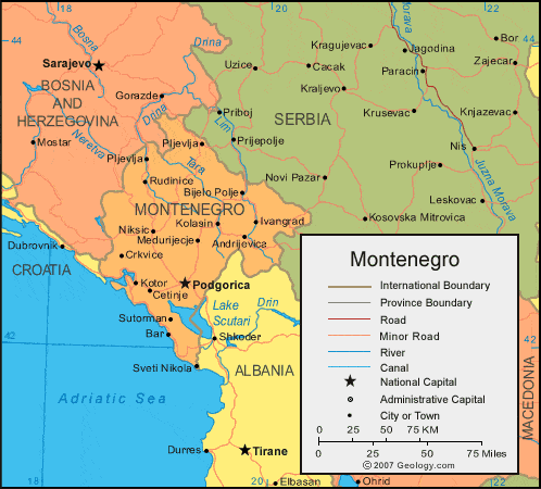 Montenegro political map