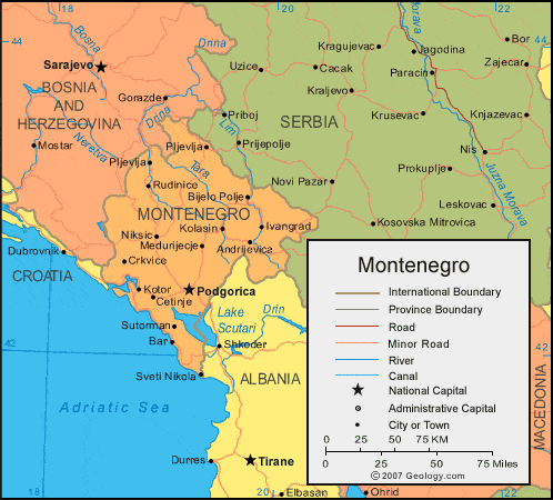 Montenegro Map 