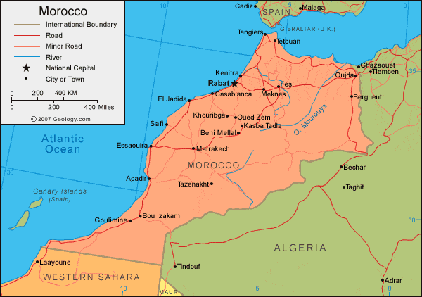 Morocco Map And Satellite Image   Morocco Map 