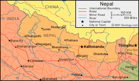 physical map of nepal