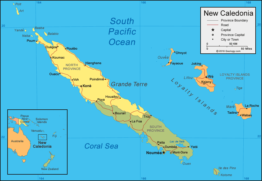 where is new caledonia located on the world map New Caledonia Map And Satellite Image where is new caledonia located on the world map