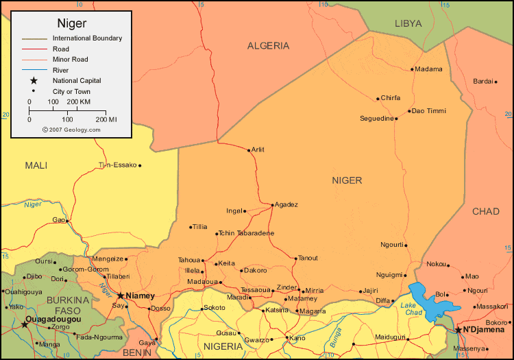 Niger political map