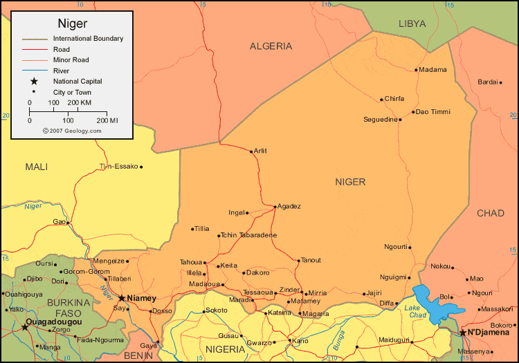 Niger Map And Satellite Image   Niger Map 