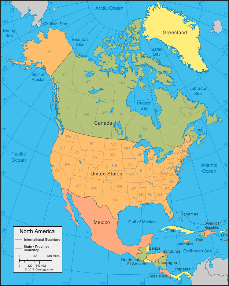 North America political map