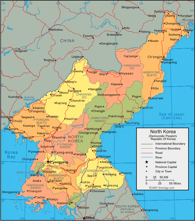 North Korea political map