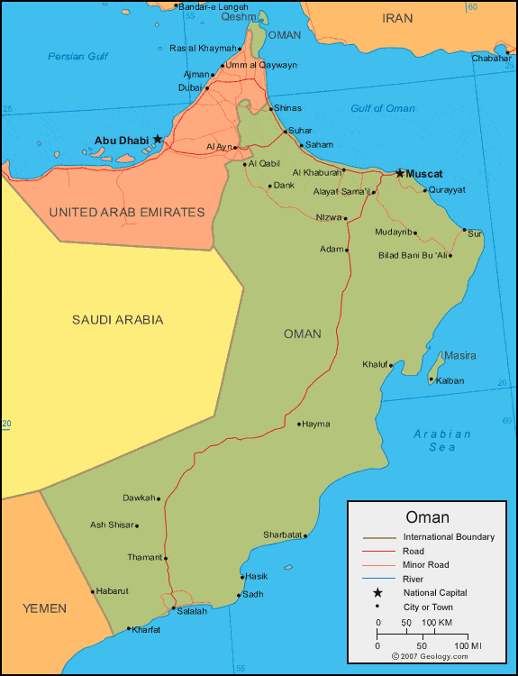 Oman Map And Satellite Image   Oman Map 