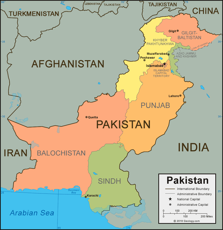 Qual país fica a oeste do Paquistão?