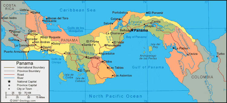 Panama political map