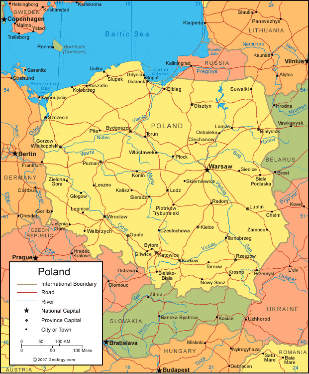 Map Of Germany And Poland With Cities Poland Map and Satellite Image