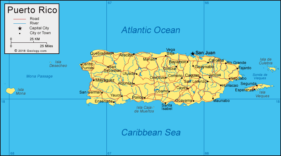 Puerto Rico Map and Satellite Image