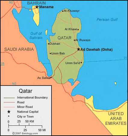 qatar on a map Qatar Map And Satellite Image qatar on a map