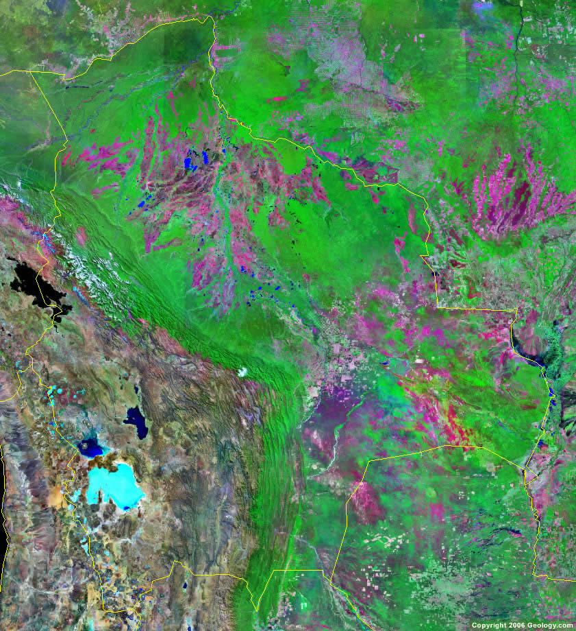 Bolivia Map and Satellite Image