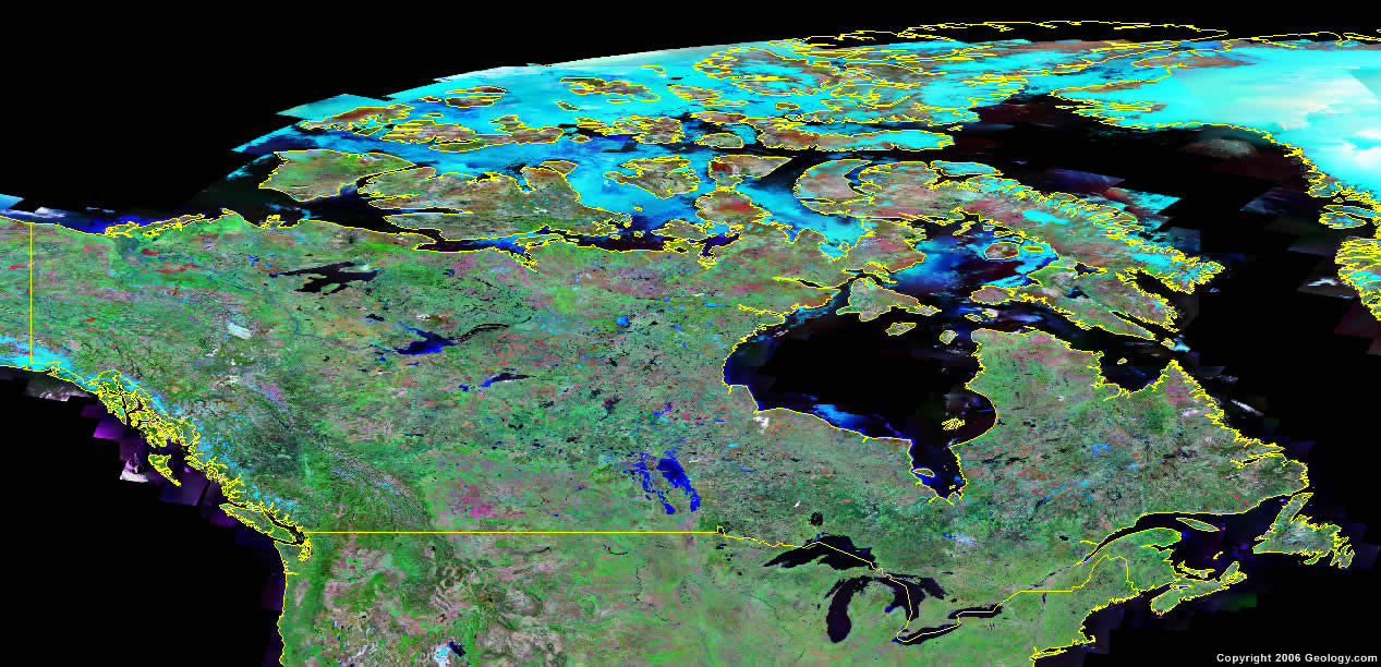 Canada Map And Satellite Image   Satellite Image Of Canada 