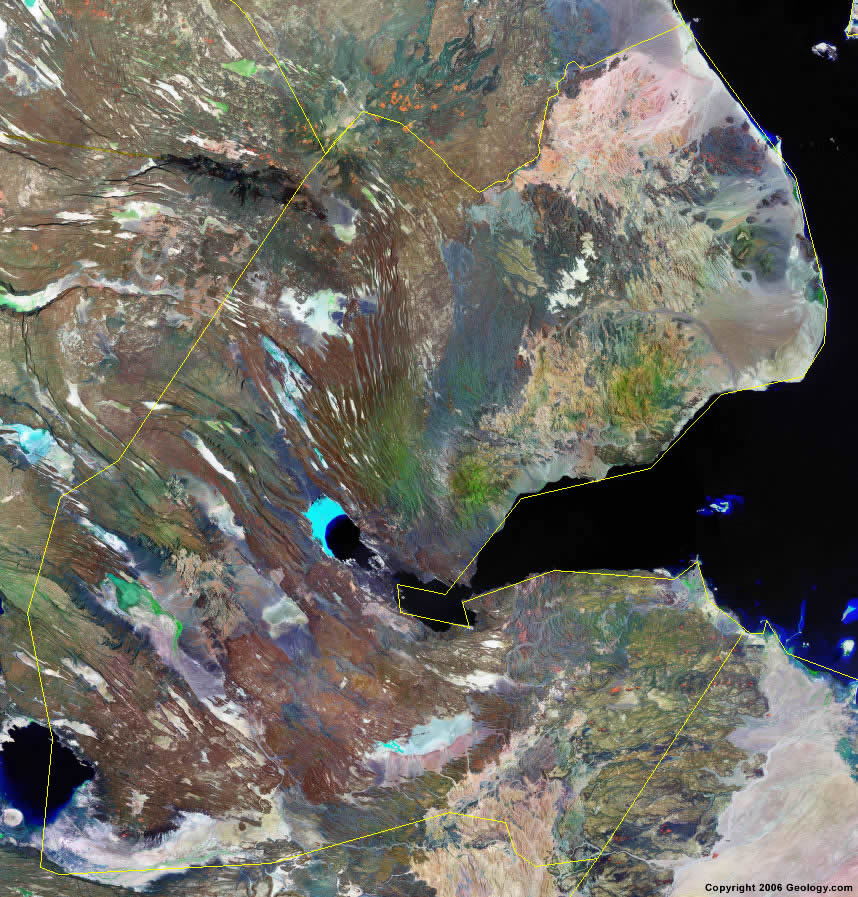 Djibouti Map And Satellite Image   Satellite Image Of Djibouti 