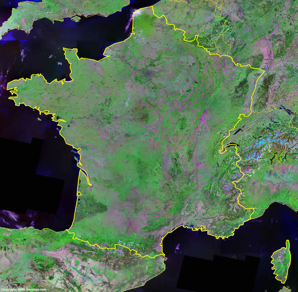 World Map Of France   Satellite Image Of France 