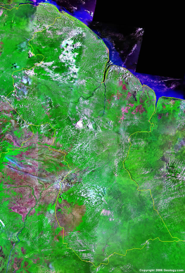 Satellite Map Of Guyana Guyana Map And Satellite Image