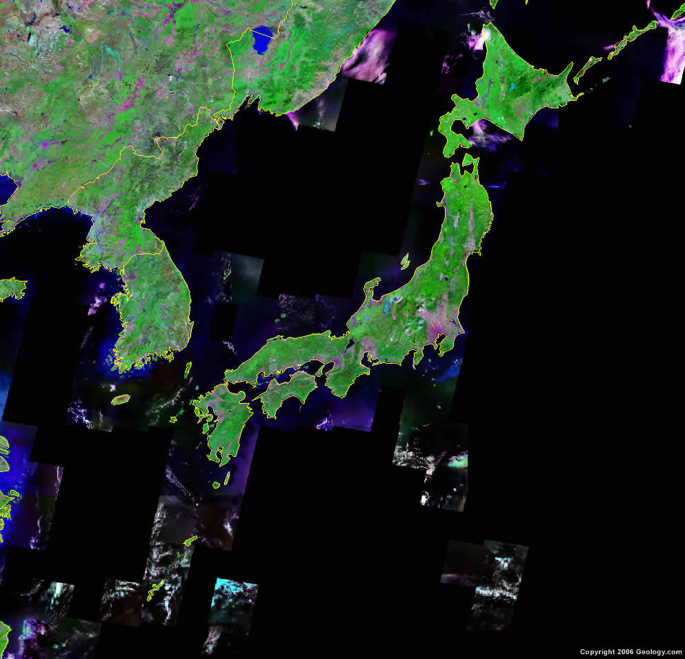 Zdjęcie satelitarne Japonii
