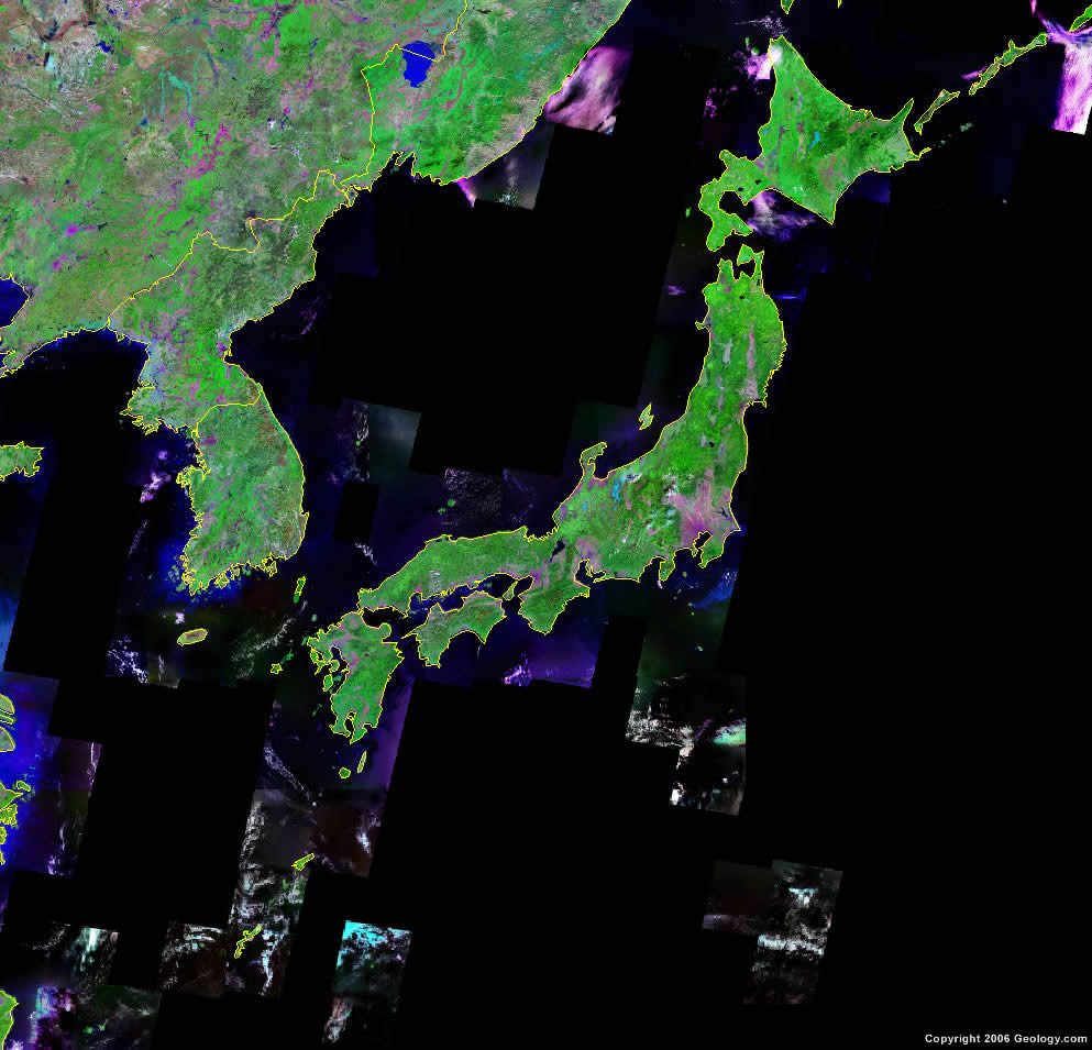 Japan Map And Satellite Image