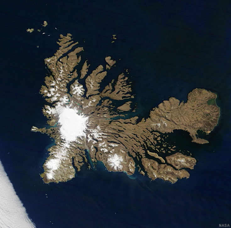 Kerguelen Islands satellite photo