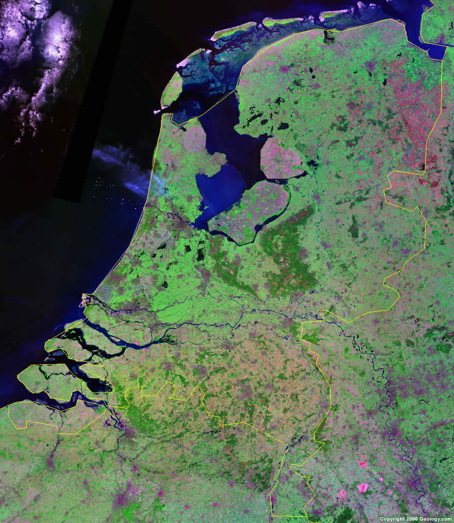 Netherlands Map And Satellite Image   Satellite Image Of Netherlands 